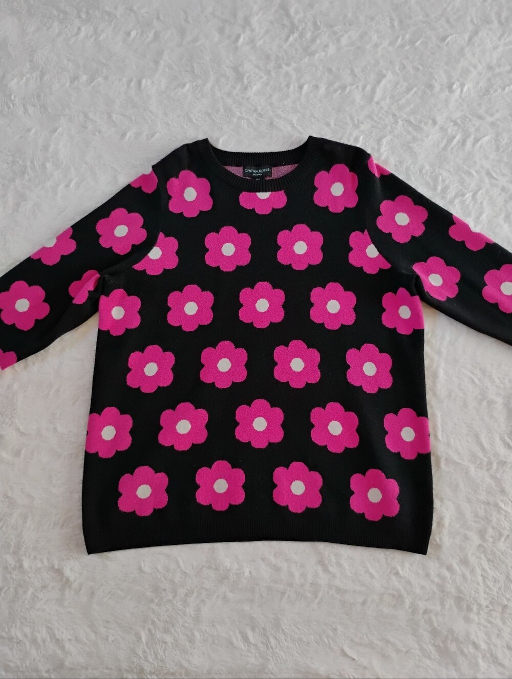 Cynthia Rowley Pink Floral Print Sweater